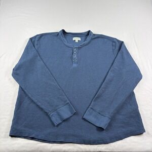 Tecovas Shirt Mens XL Blue Henley Waffle Knit Western Stretch Long Sleeve Casual